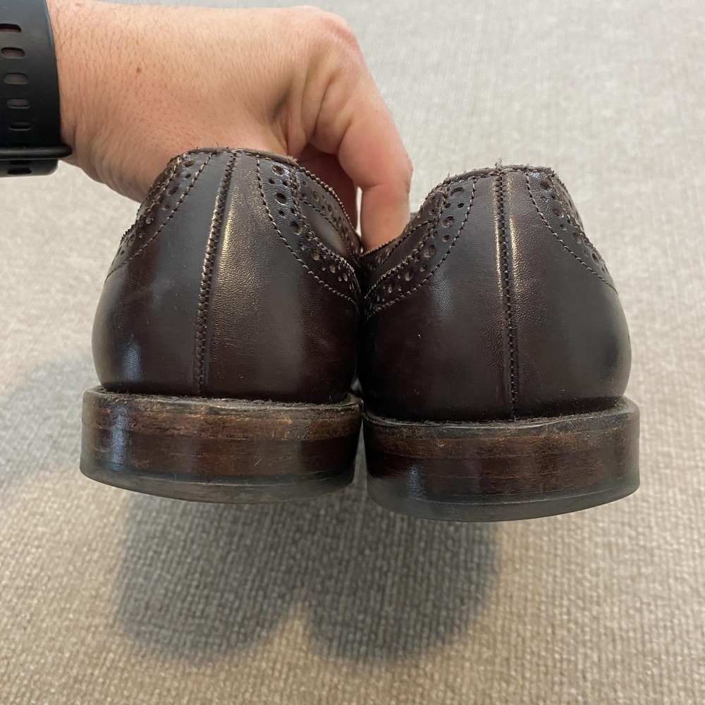 Allen Edmonds Shoes Mens Size 9 D Brown Leather Cap Toe Brogue Dress Oxfords - Picture 6 of 12